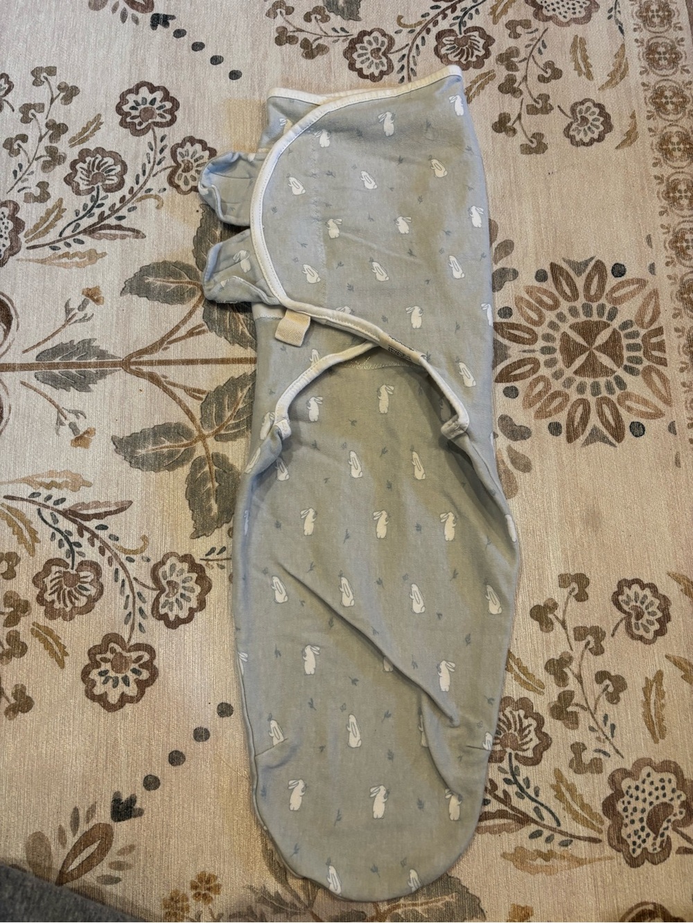 Keababies Blue Baby Swaddle Sack with Bunny Print Size 0-3months